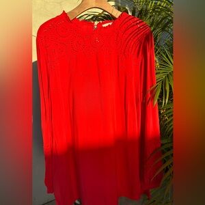 LOFT Plus Red Embroidered Casual Blouse Size 20